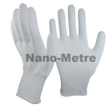 NMSAFETY nylon blanco de calibre 13 y forro de HPPE recubierto de PU blanca en guantes de trabajo anti corte y corte de palma